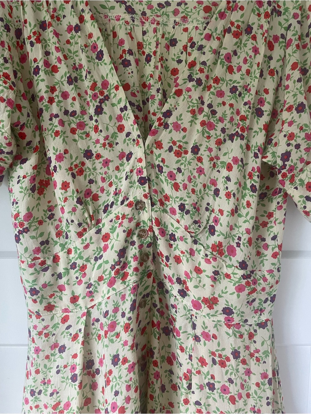 Faithfull the Brand Marianne Mini Dress in Bastille Floral Print Small 4 - Picture 4 of 6